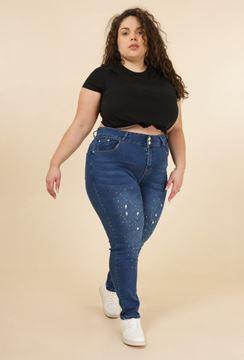 Picture of PLUS SIZE RHINE STONES SLIM JEANS SUPER STRETCH